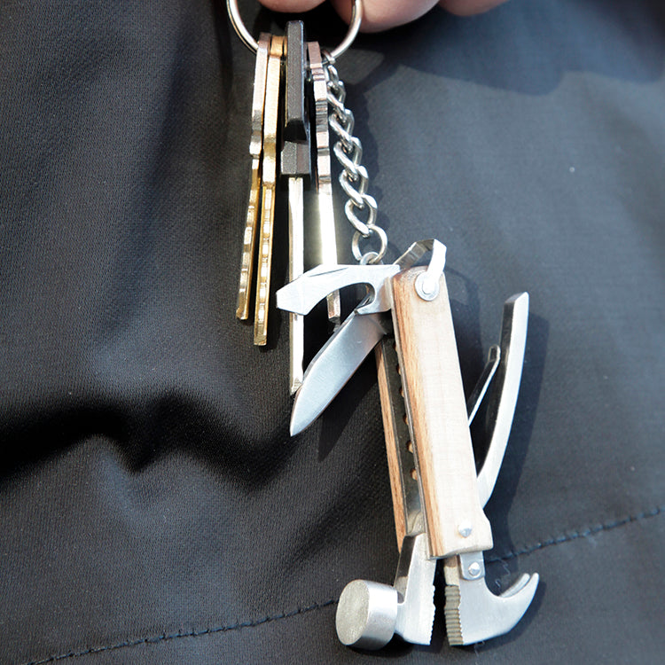 Kikkerland Mini Hammer Multitool 6 in 1 mit Schlüsselring