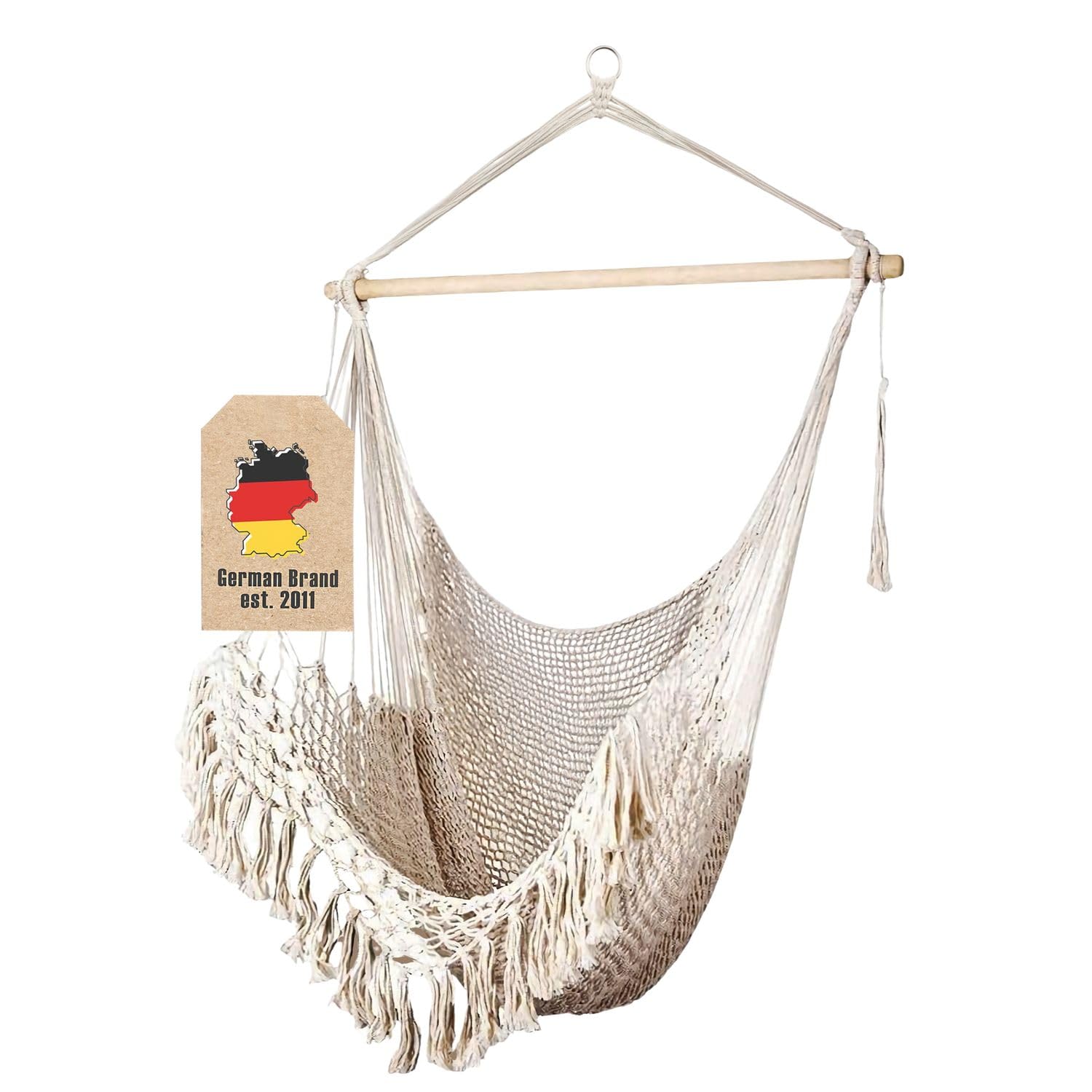 Intirilife Hängesessel Makramee Beige 120x100 Baumwolle Boho