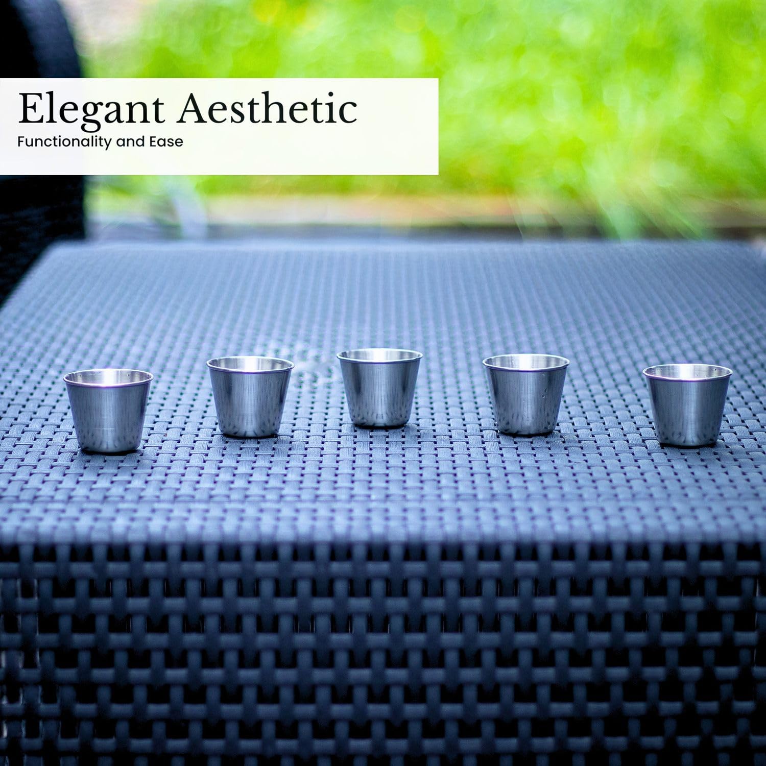 Intirilife Edelstahl Becher 5er-Set 45ml stapelbar silber