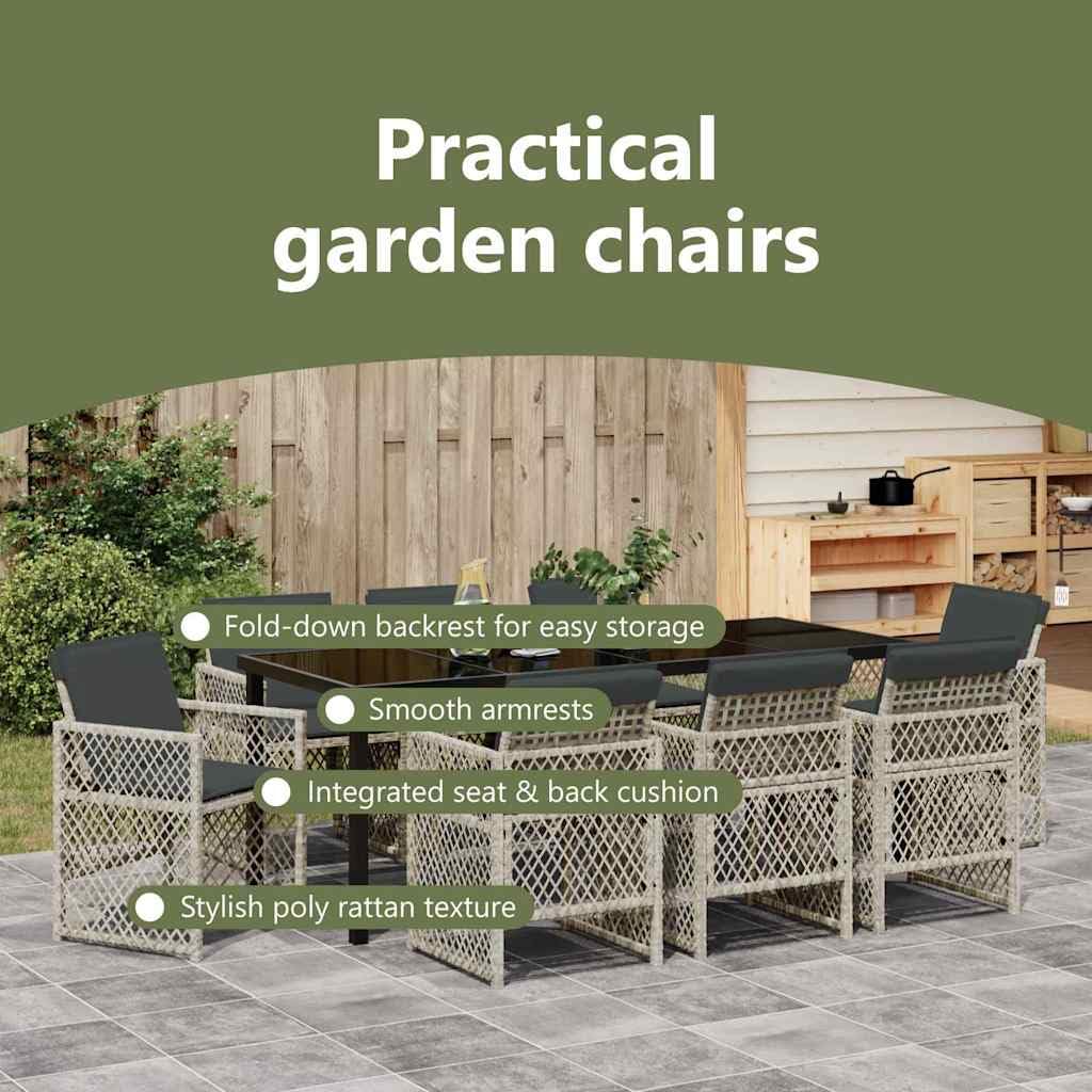vidaXL Heim & Garten Garten Essgruppe 9-tlg Hellgrau 200 cm