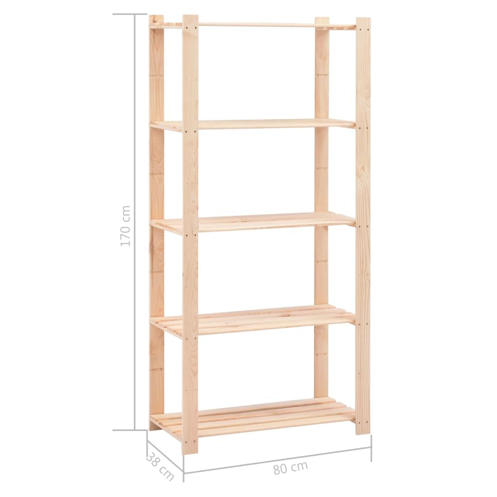 vidaXL Lagerregal Kiefer Massiv 80x38x170 2 Stück 5 Böden
