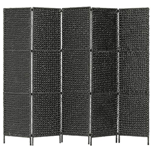 vidaXL Paravent 5-teilig schwarz 193x160 cm Wasserhyazinthe