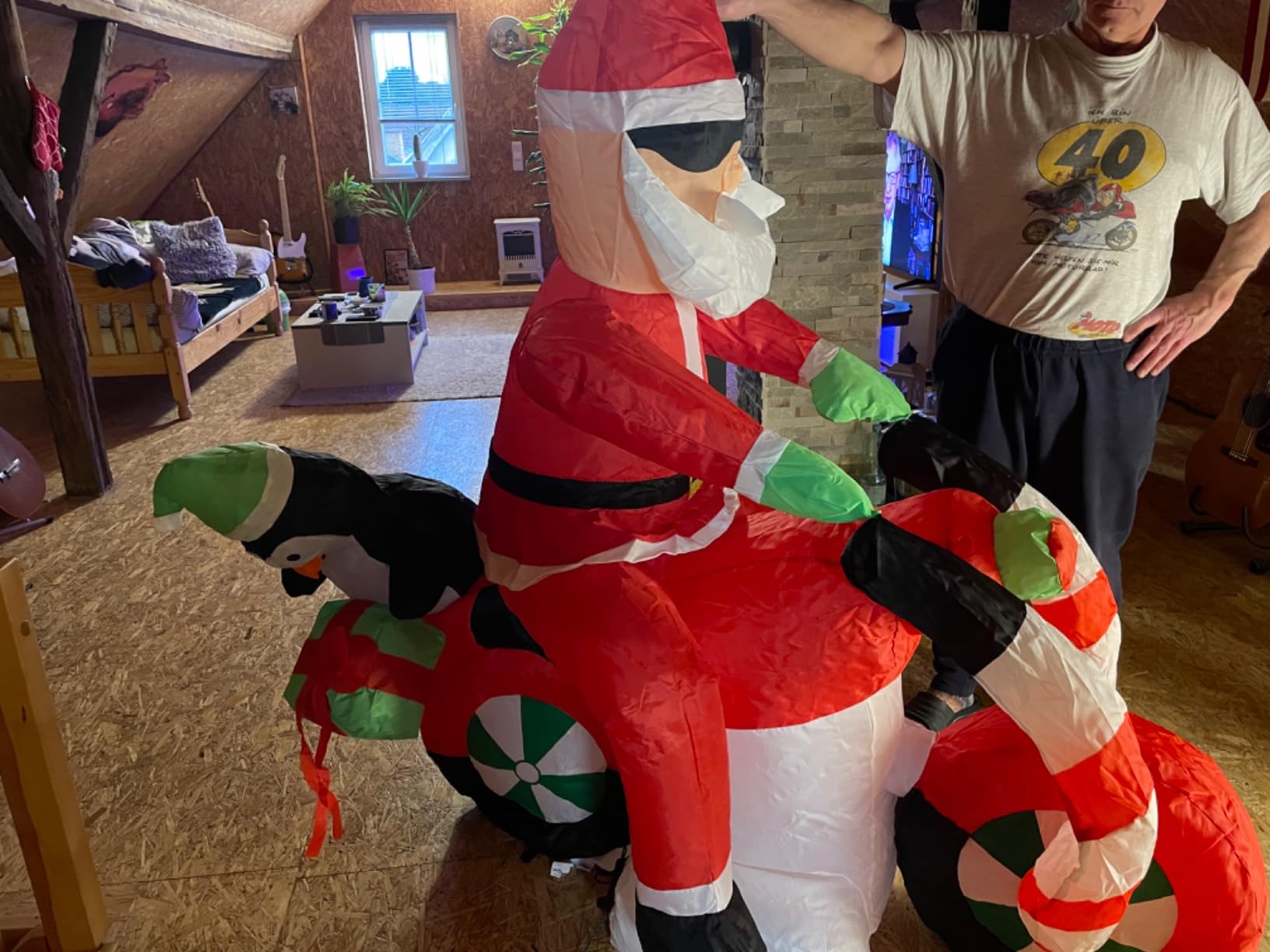 vidaXL Heim & Garten Weihnachtsmann auf Motorrad Deko LED 160cm