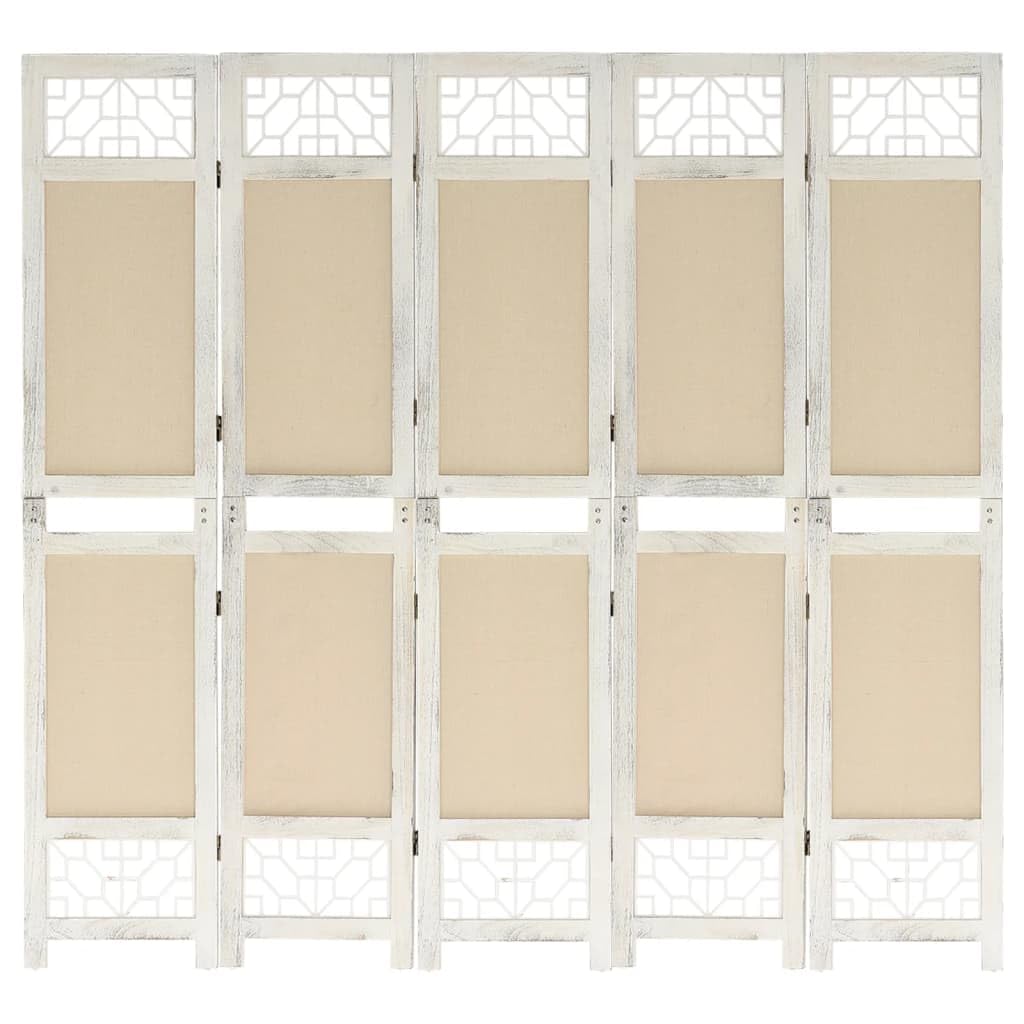 vidaXL Heim & Garten Raumteiler 5-tlg Paravent Creme 175x165cm