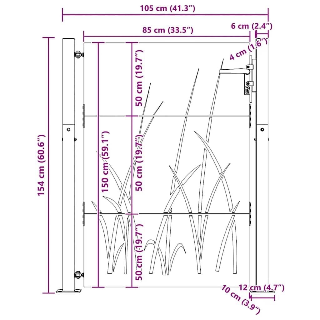vidaXL Heim & Garten Gartentor 100x150 cm Cortenstahl Braun