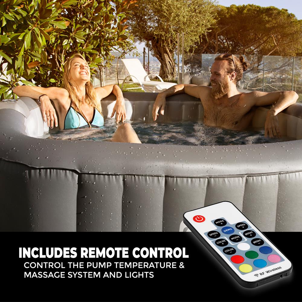 Serenelife Whirlpool aufblasbar 4 Personen LED 100 Düsen