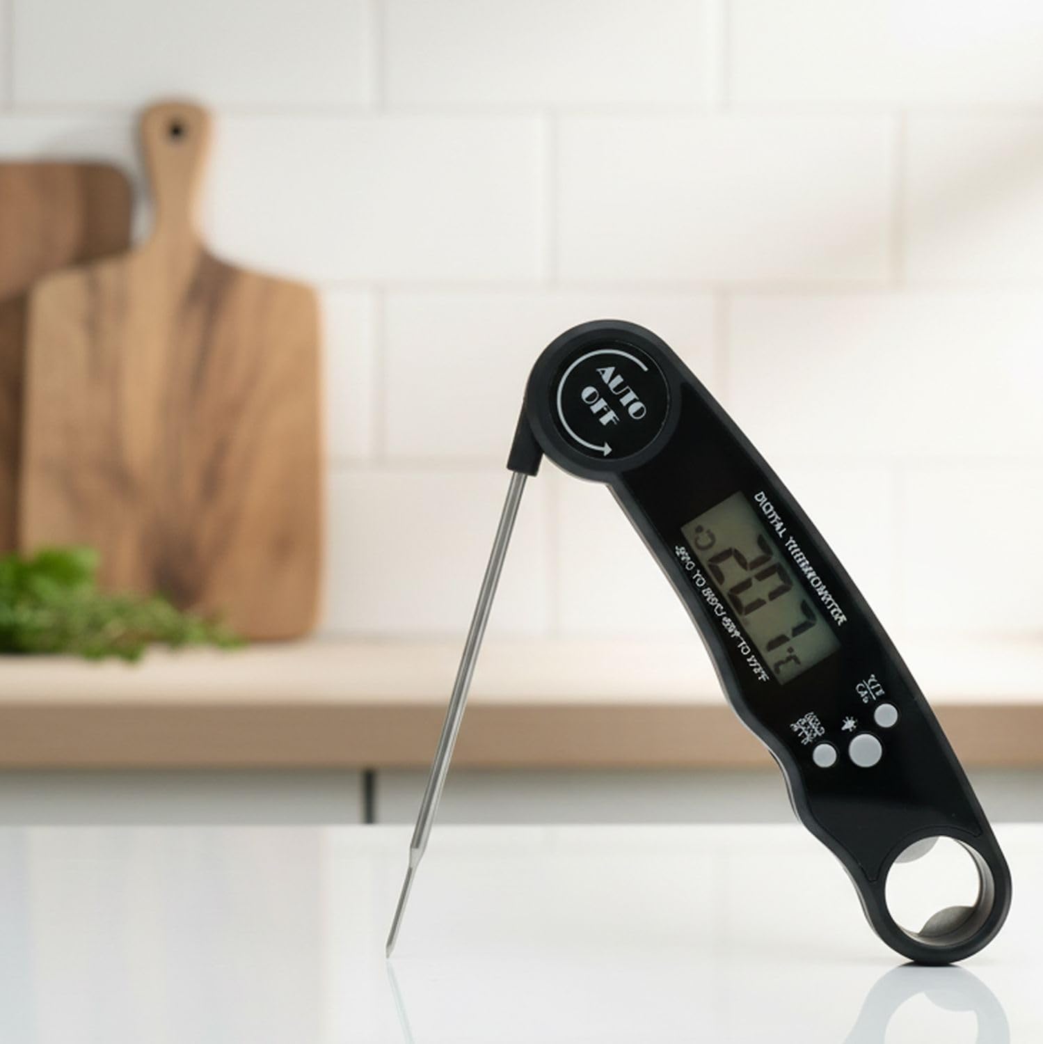 Intirilife Küche Küchenthermometer Schwarz Digital Faltbar
