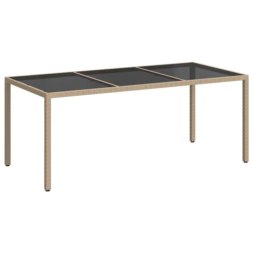 vidaXL Gartentisch Rattan beige Glas 190x90x75cm
