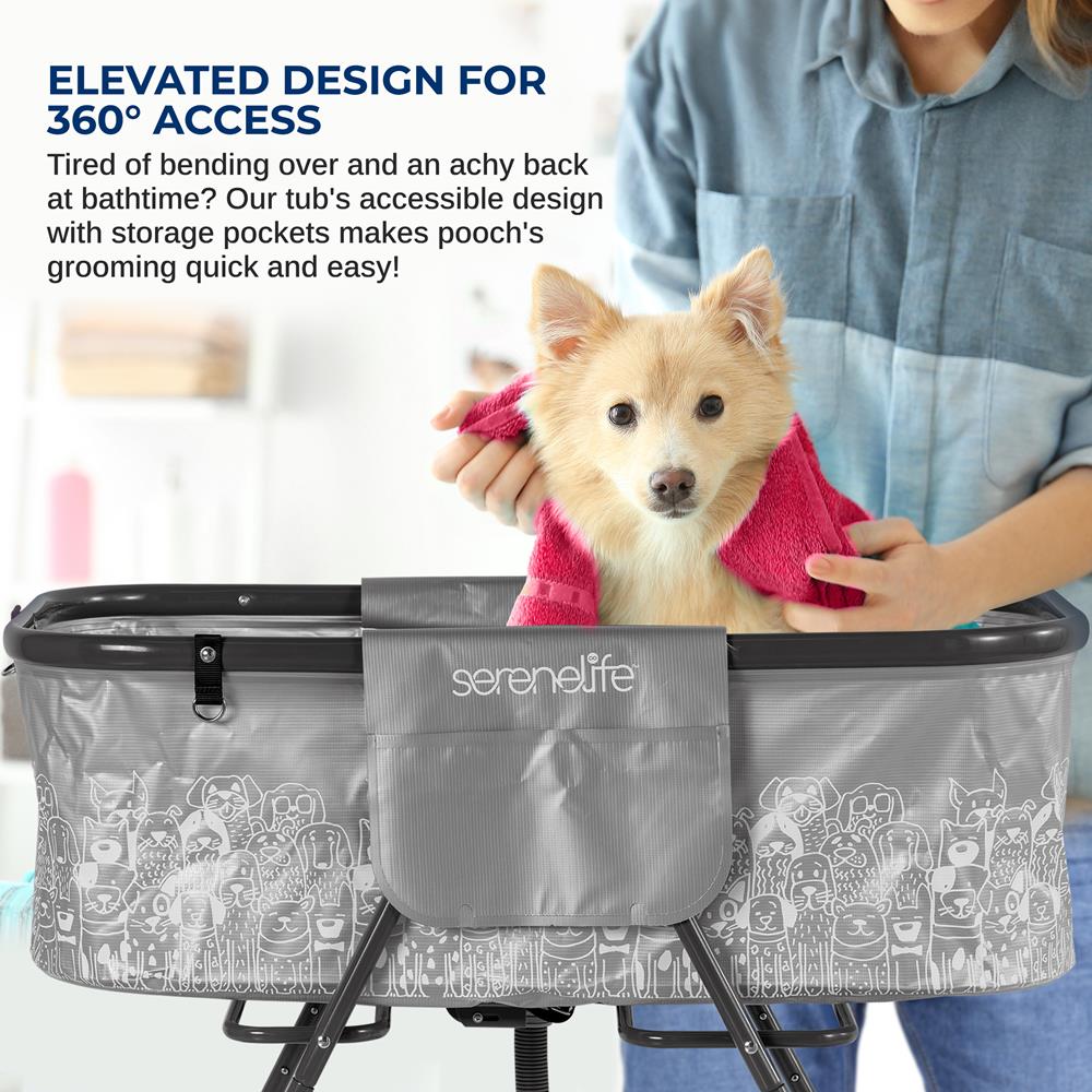 Serenelife Pet Hundebadewanne Grau PVC faltbar 59 kg