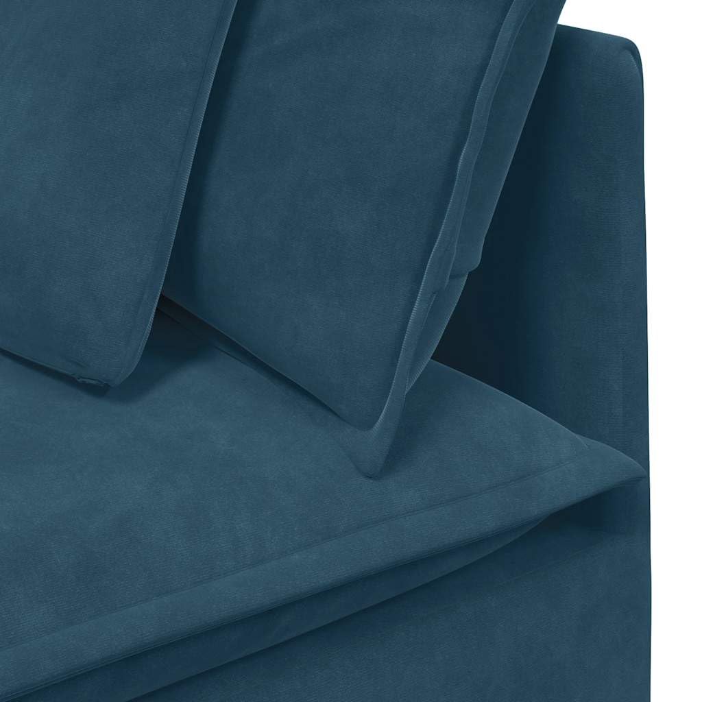 vidaXL Modulares Sofa Samt Blau mit Fußhocker Kissen Couch