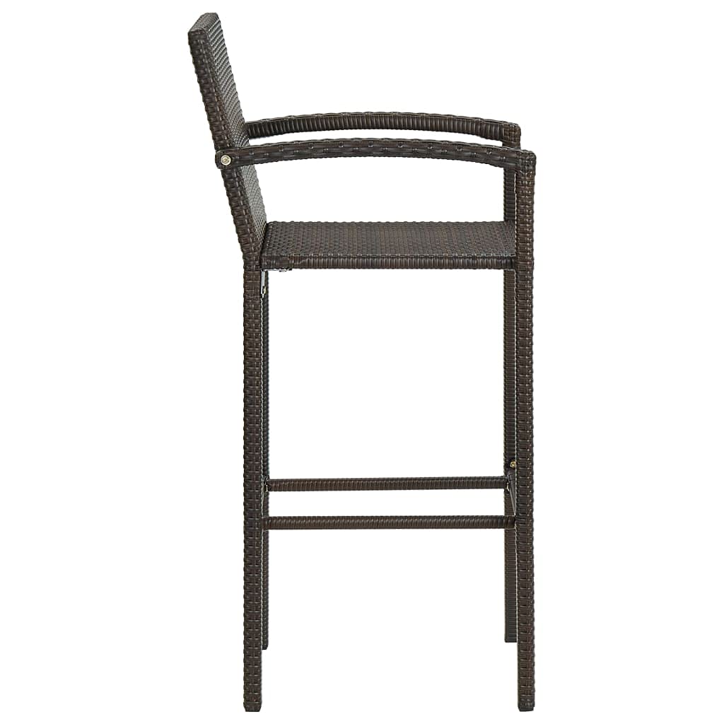 vidaXL Gartenbar Set 3-tlg. Poly Rattan Braun Bartisch Hocker