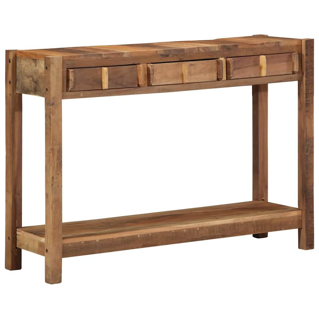 vidaXL Konsolentisch Massivholz Braun 107x33x76 3 Schubladen