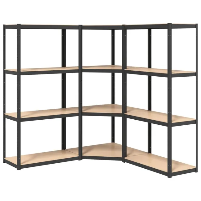 vidaXL Heim & Garten Lagerregal 4 Böden Anthrazit 3 Stk. Stahl