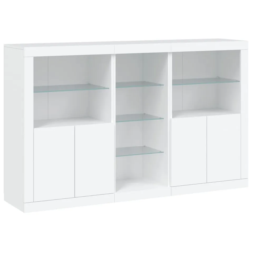 vidaXL Sideboard Weiß 162x37x100 cm Schrank mit LED