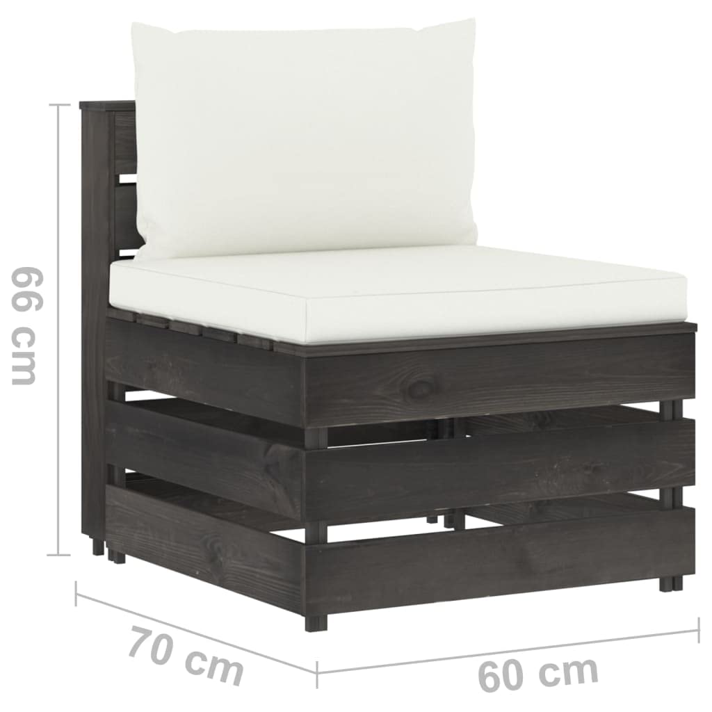 vidaXL Möbel Mittelsofa Palettensofa grau Kiefer imprägniert