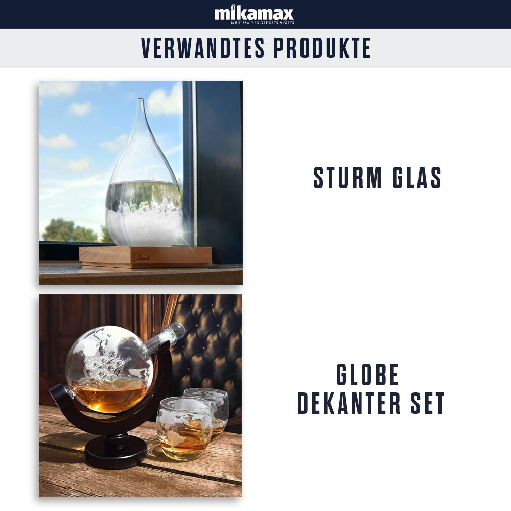 Mikamax Lifestyle Sturmkugel Glas groß mit Holzsockel 19 cm