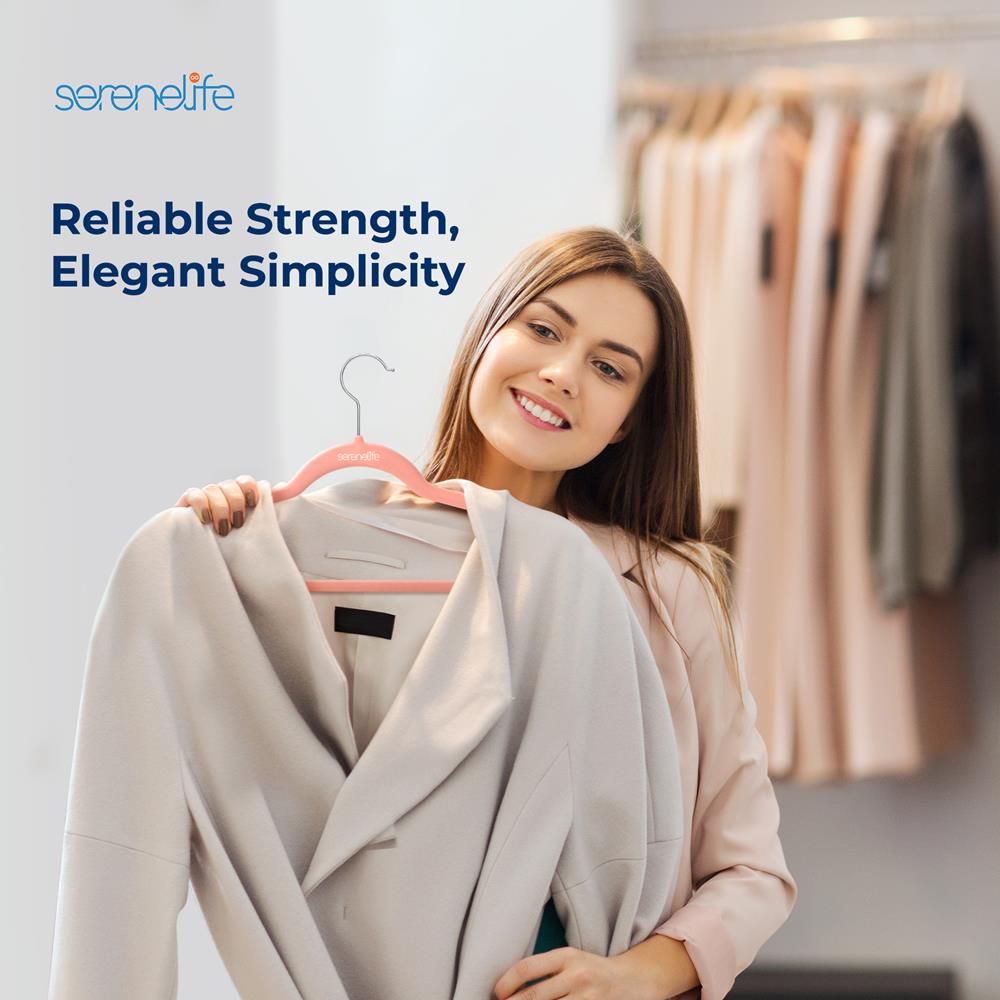 Serenelife Storage Samtbügel Pink 50 Stück rutschfest