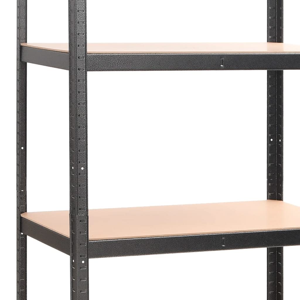 vidaXL Schwerlastregal 5 Böden Grau 2 Stk. Stahl Holz