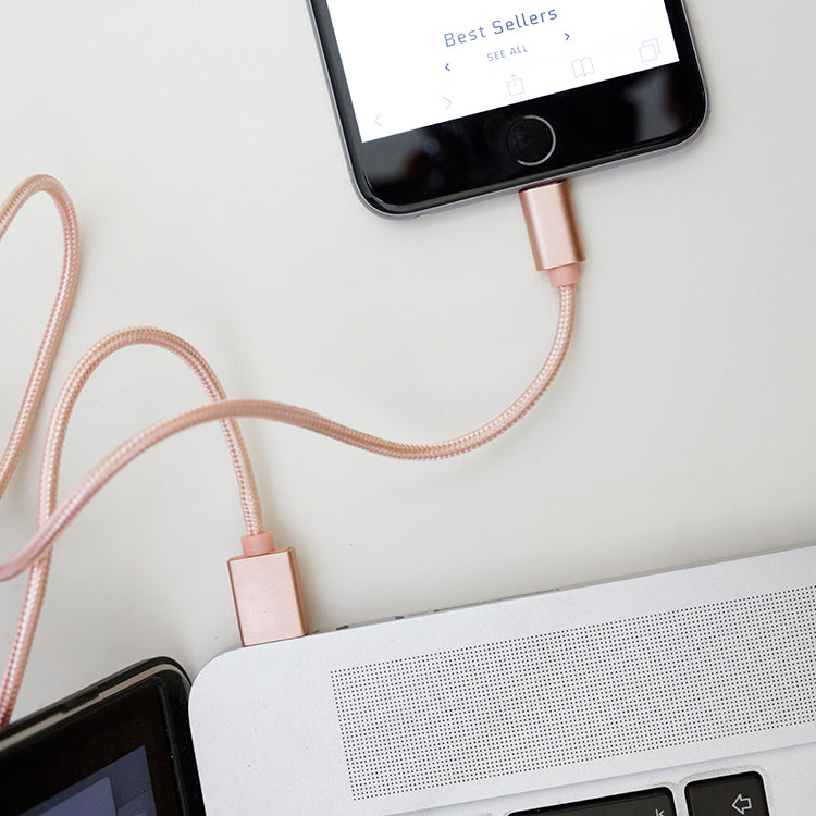 Kikkerland Rose Super Cable Ladekabel 2-in-1 Baumwolle