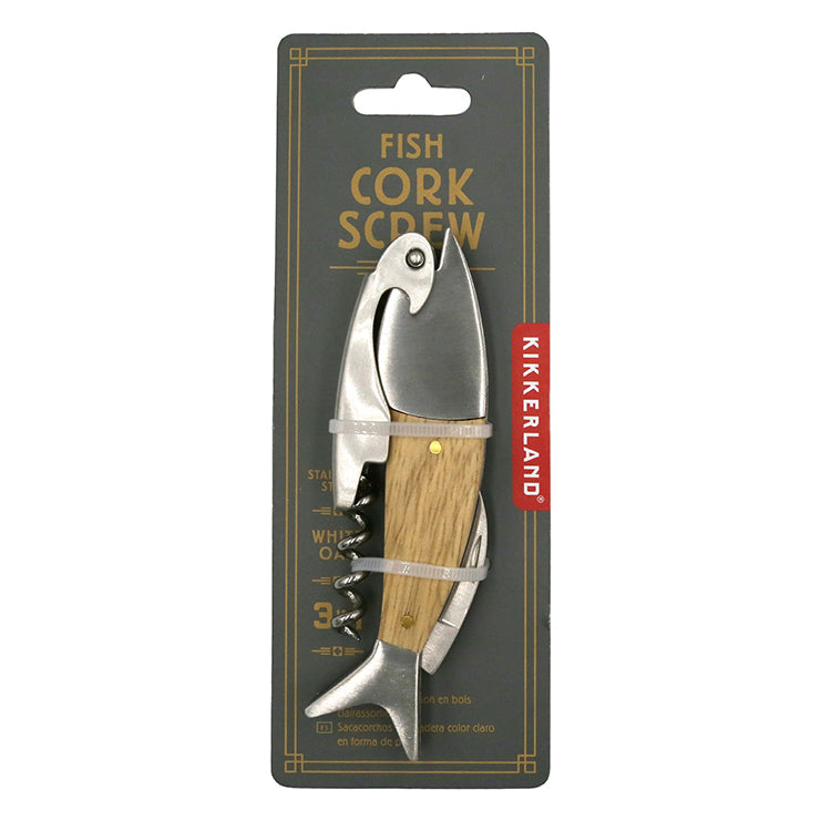 Kikkerland Fish Korkenzieher Holz Weinöffner Fisch
