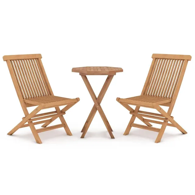 vidaXL 3-tlg. Garten-Essgruppe Teak Massivholz klappbar