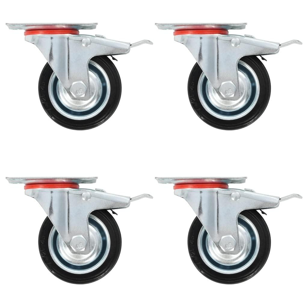 vidaXL Lenkrollen 75 mm Gummirollen 8er-Set Bremse