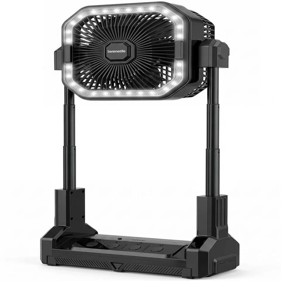 Serenelife Camping Ventilator Akku 10000mAh Schwarz LED