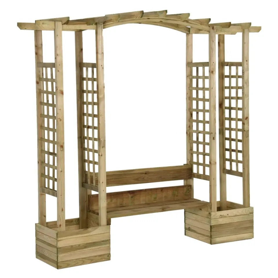 vidaXL Garten Pergola mit Bank Kiefernholz Rankgitter