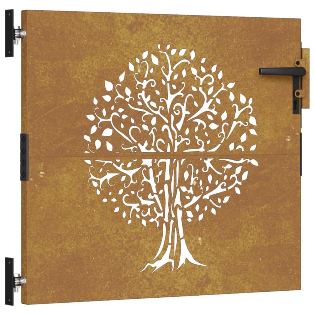 vidaXL Heim & Garten Gartentor Cortenstahl 85x100 cm Baum-Design