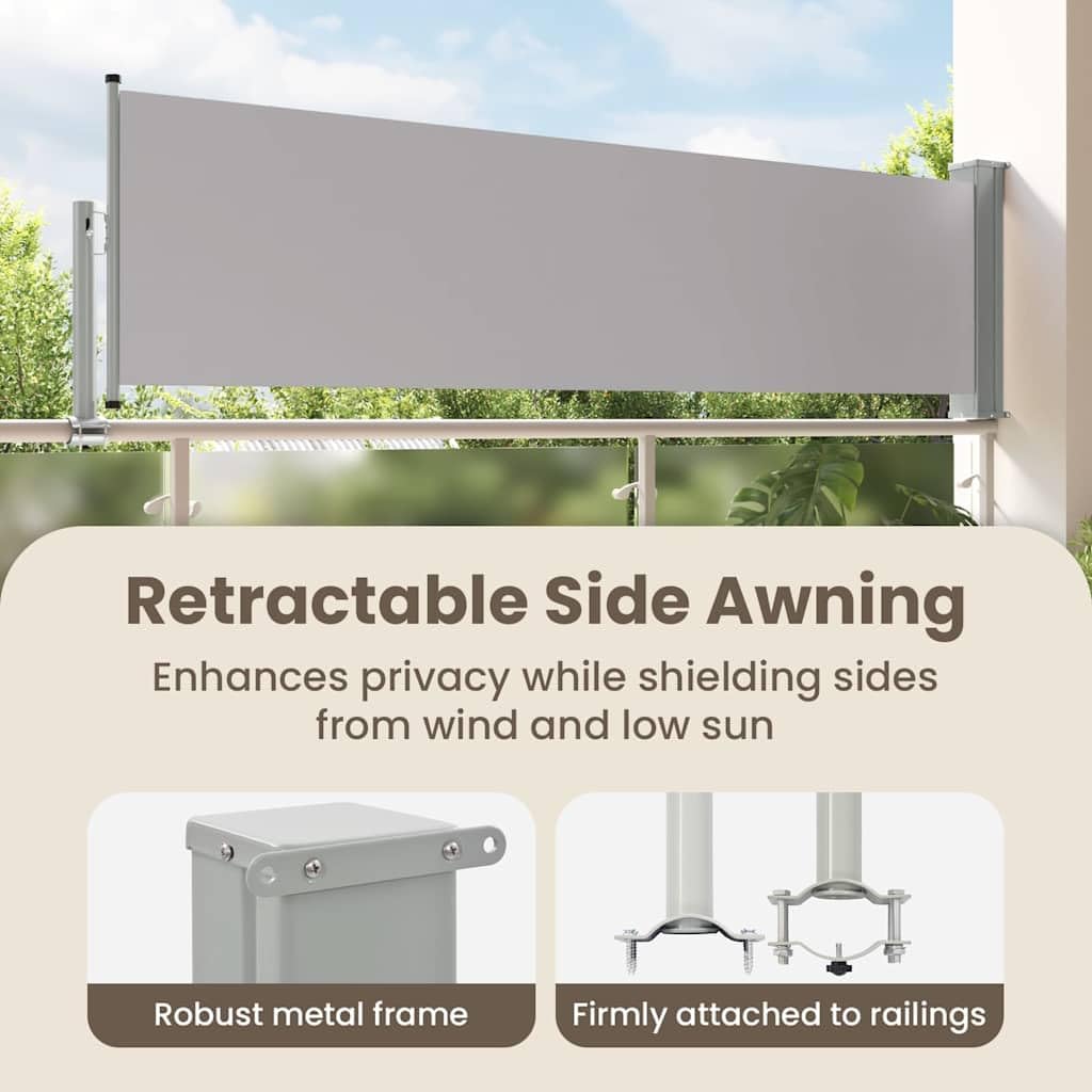 vidaXL Heim & Garten Seitenmarkise 80x300 cm Grau Ausziehbar