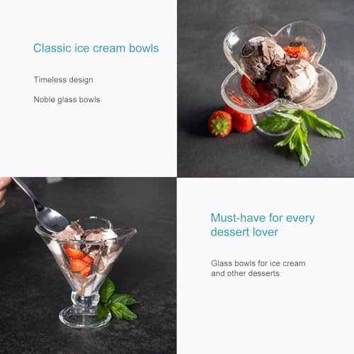 Intirilife Eisschalen Glas 4er Set 150 ml mit Standfuß