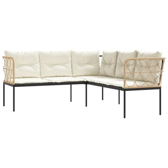 vidaXL Heim & Garten Gartensofa L-Form weiß Textilene mit Kissen
