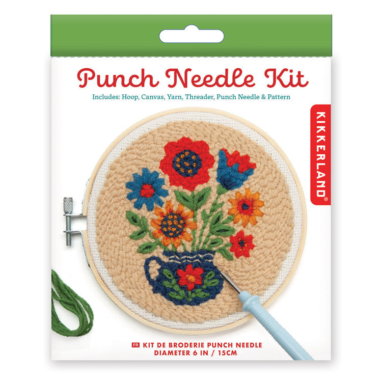 Kikkerland Crafters Flower Bouquet Punch Needle Set