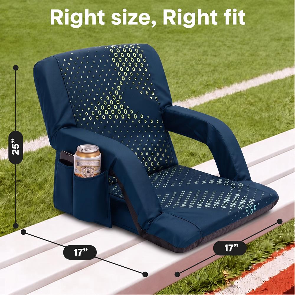 Serenelife Furniture Stadionstuhl 25" Blau mit Getränkehalter