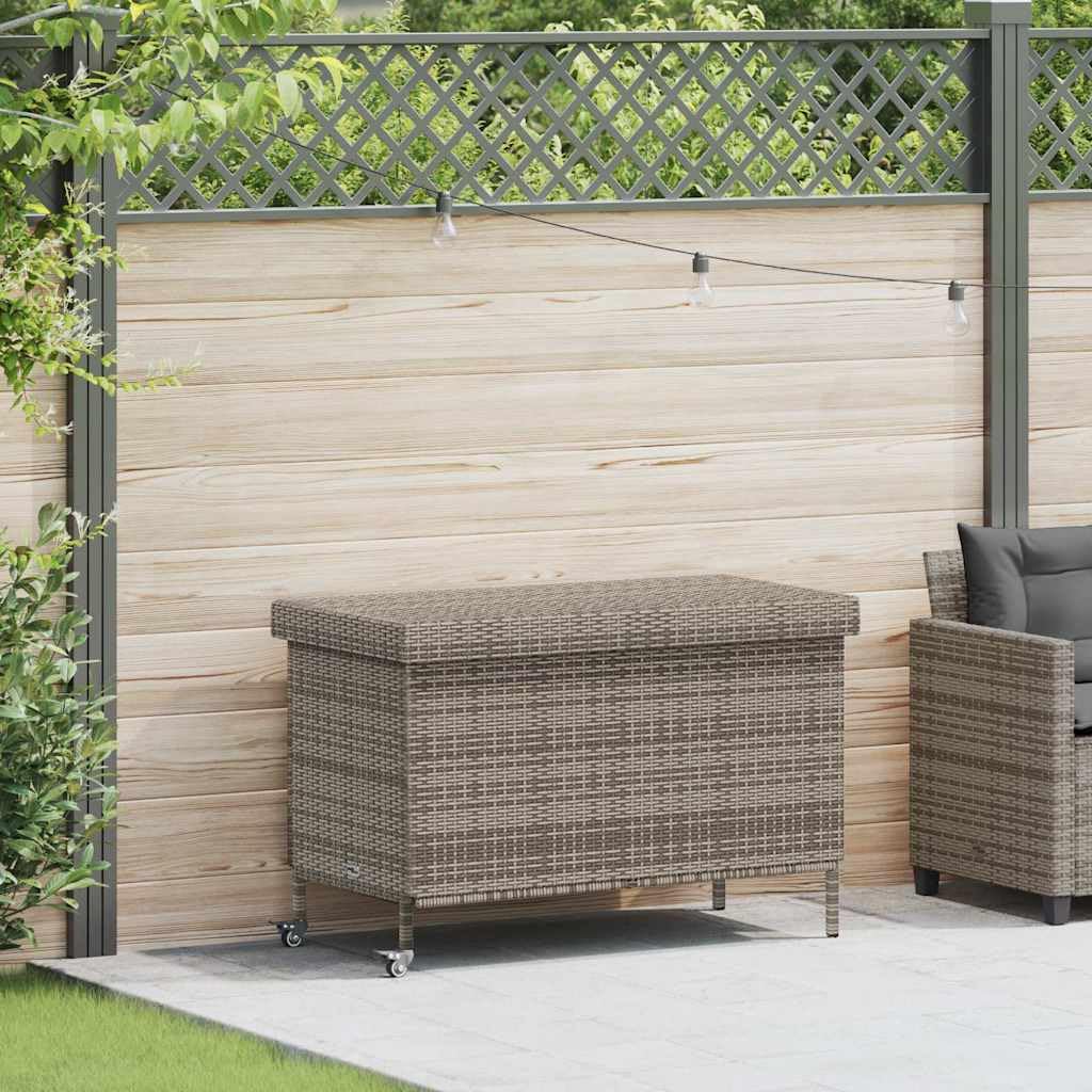 vidaXL Heim & Garten Gartentruhe Grau 110x55x73 cm Poly Rattan