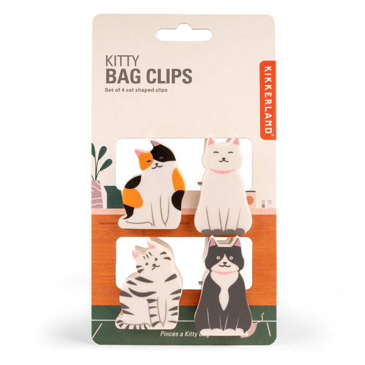 Kikkerland Kitty Bag Clips Verschlussclips Katze 4er