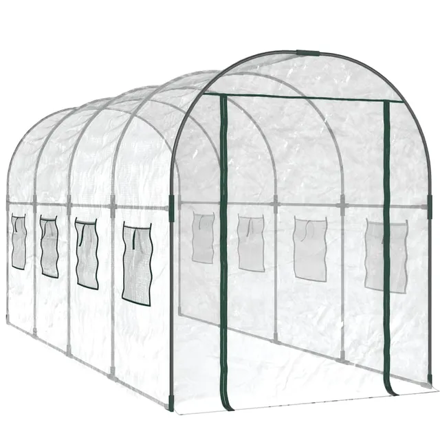vidaXL Gewächshaus transparent 160x400x190 cm PVC Stahl Treibhaus