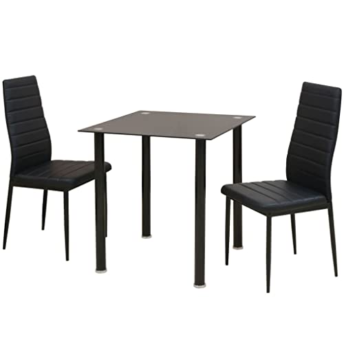 vidaXL Möbel Essgruppe 3-tlg Schwarz Glas 2 Personen