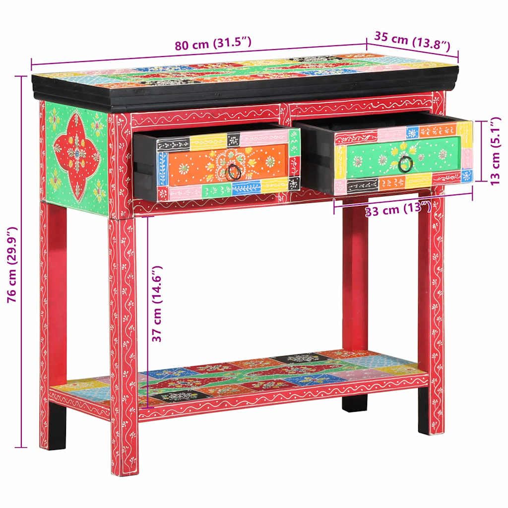 vidaXL Möbel Konsolentisch Mehrfarbig 80x35x76 cm Akazie