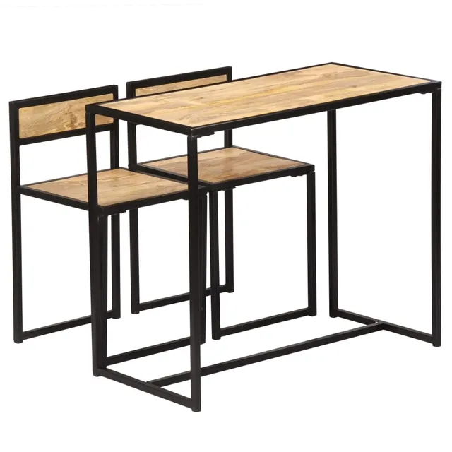 vidaXL Möbel Essgruppe Mangoholz Esstischset 3-tlg Vintage