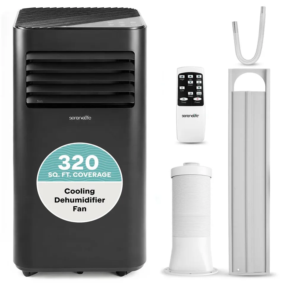 Serenelife Portable AC mobiles Klimagerät 10000 BTU Schwarz