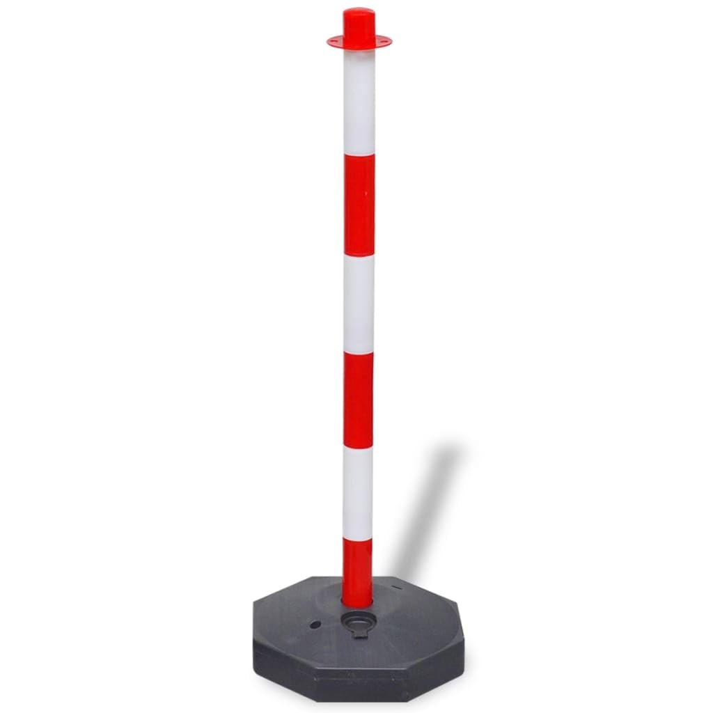 vidaXL Pfosten Set 2x mit Absperrkette 10m Rot Kunststoff