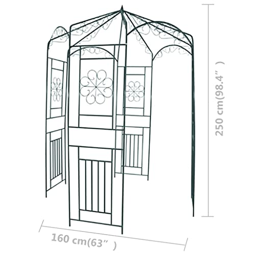 vidaXL Rosenpavillon 250 cm Schmiedeeisen dunkelgrün Rankhilfe
