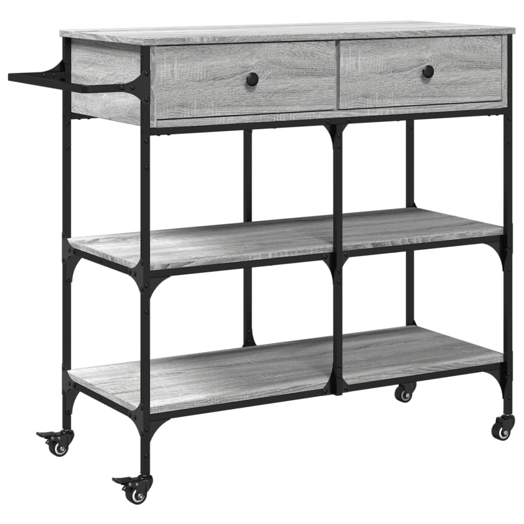 vidaXL Küchenwagen Grau Sonoma 105x42x95 cm Rollen