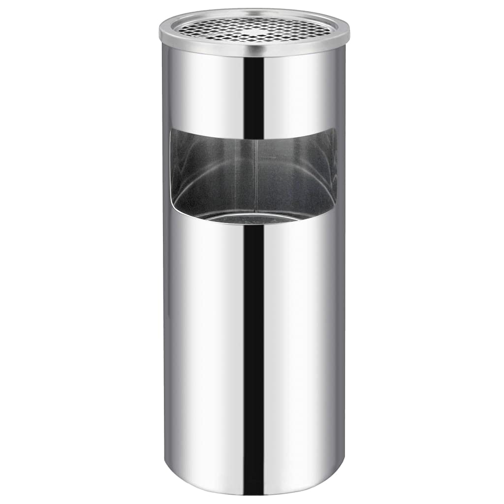 vidaXL Mülleimer Aschenbecher 30L Edelstahl Silber