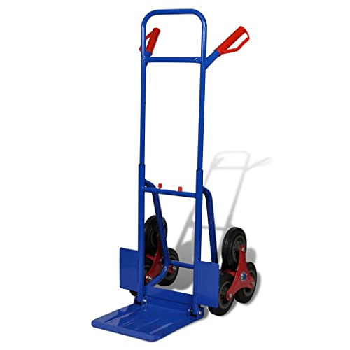 vidaXL Sackkarre klappbar 6 Räder Blau Treppenkarre Stahl