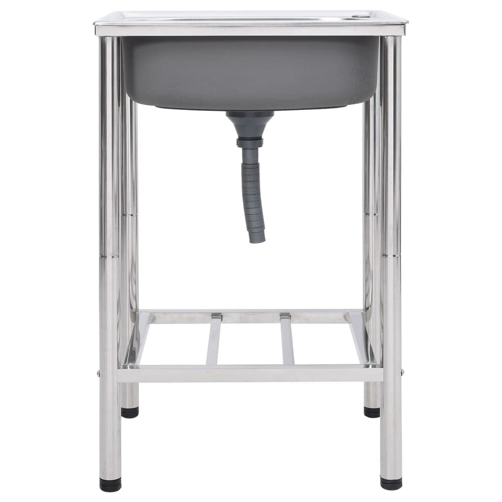 vidaXL Sportartikel Camping Spüle Edelstahl 55x45x18 cm silbern