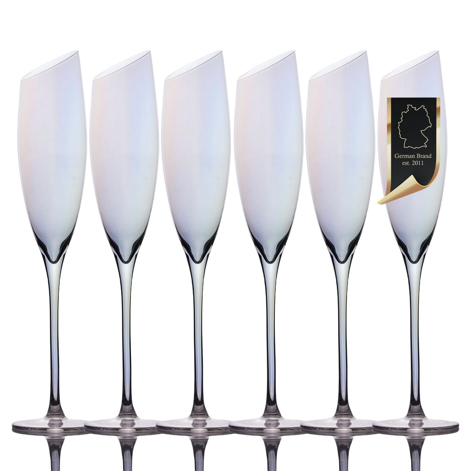 Intirilife Champagnerglas Regenbogen 150 ml 2er-Set Kristallglas
