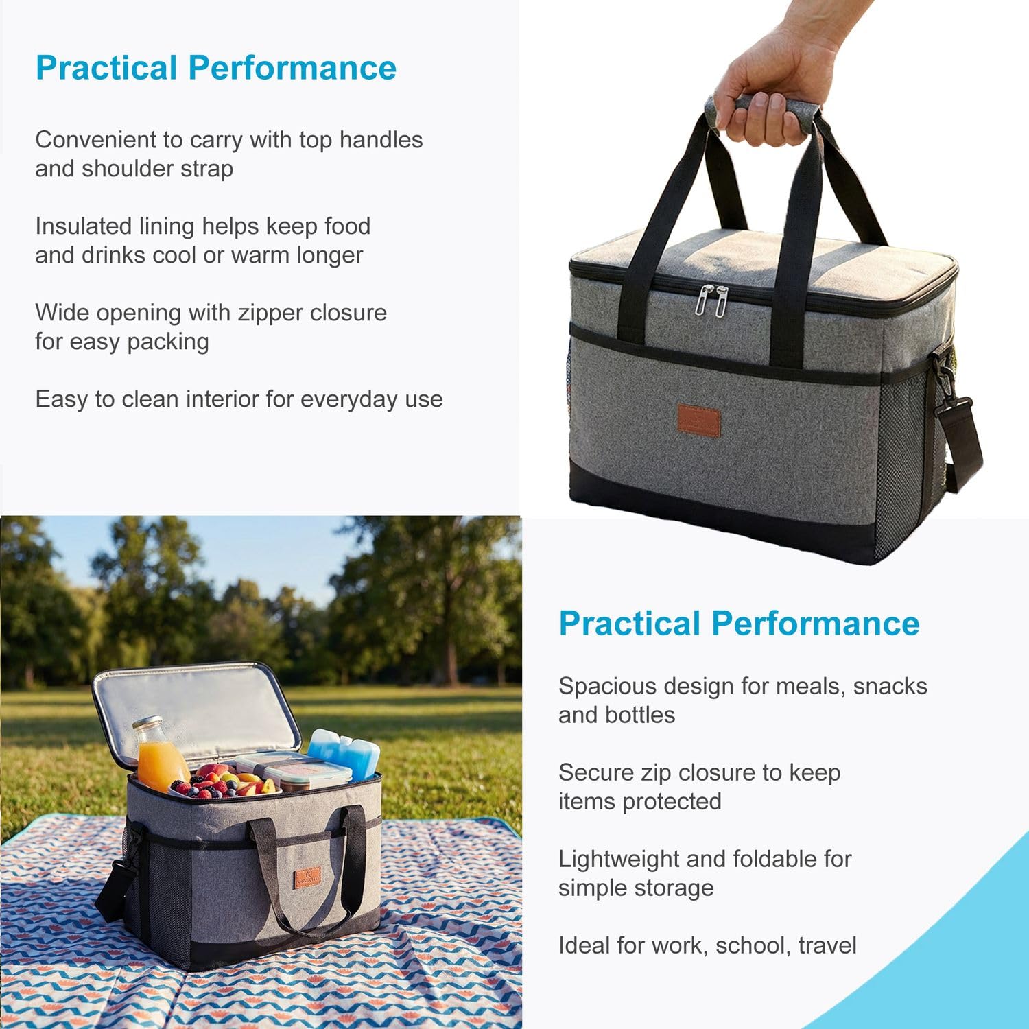 Intirilife Kühltasche Thermotasche wasserfest mit Schultergurt