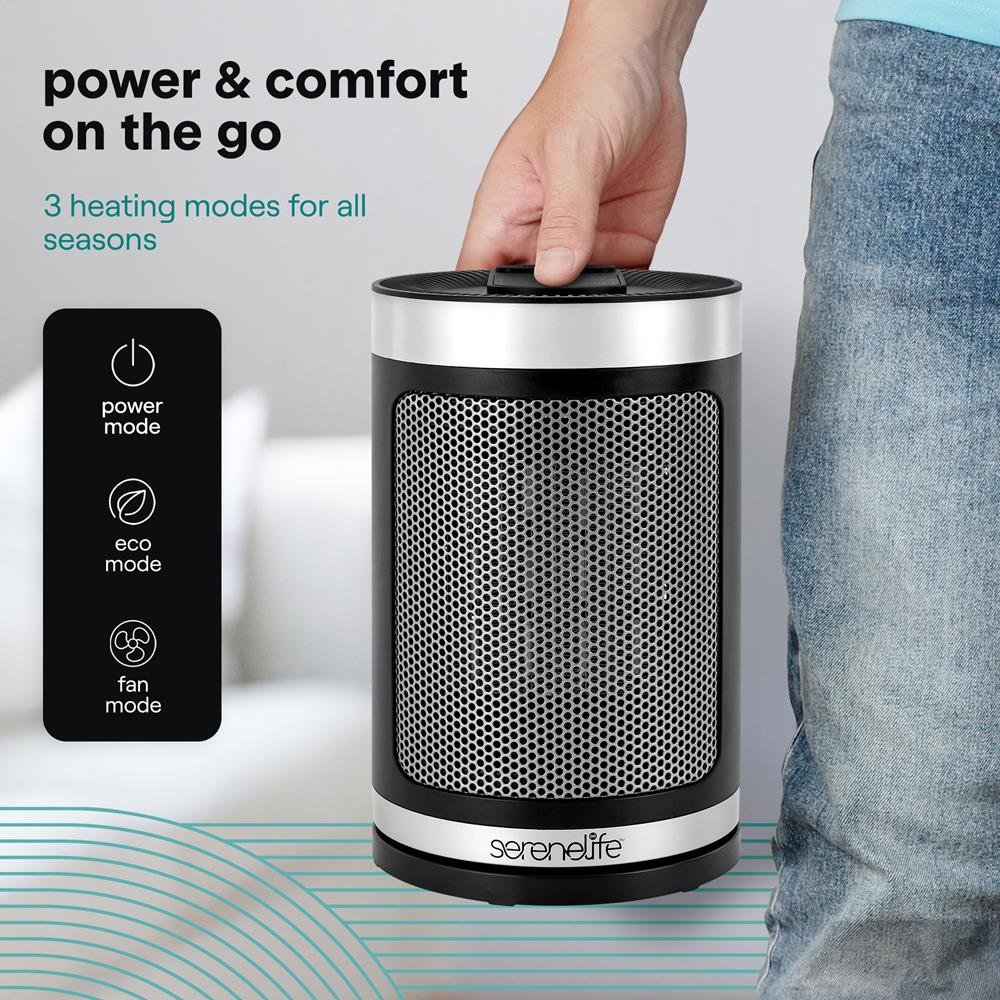 Serenelife Heizlüfter Keramik 1500W Schwarz Thermostat Fernbedienung